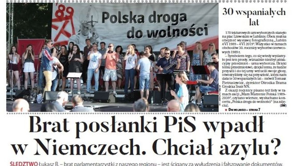 Pierwsza strona Dziennika Wschodniego z 5.06.2019