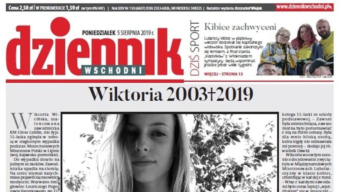 Pierwsza strona Dziennika Wschodniego z 5.08.2019