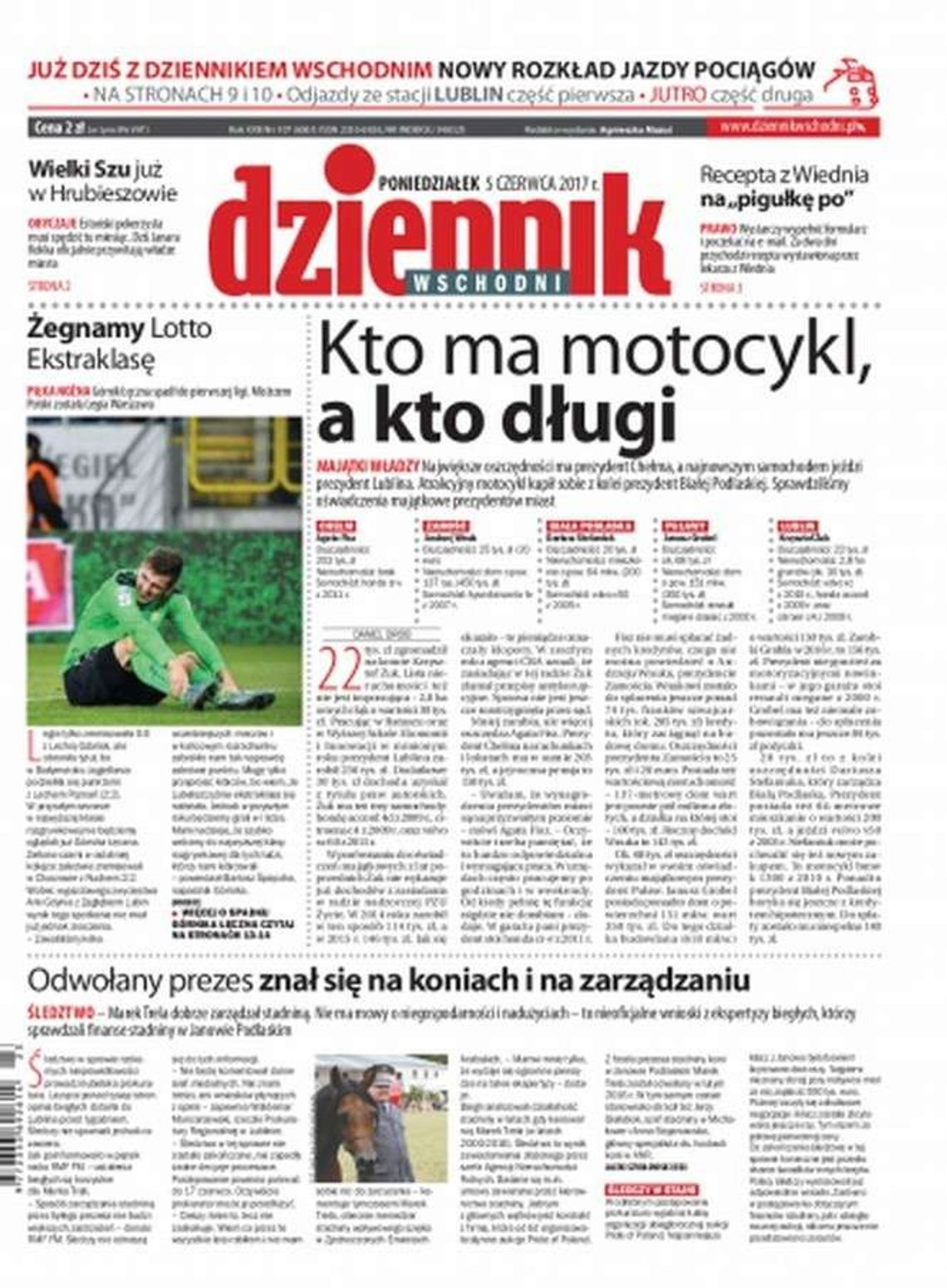 Pierwsza strona Dziennika Wschodniego z 5 czerwca 2017 r.