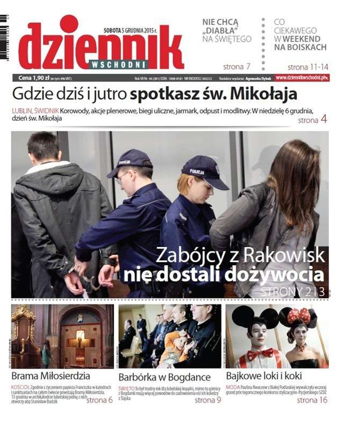 Pierwsza strona Dziennika Wschodniego z 5 grudnia 2015 roku