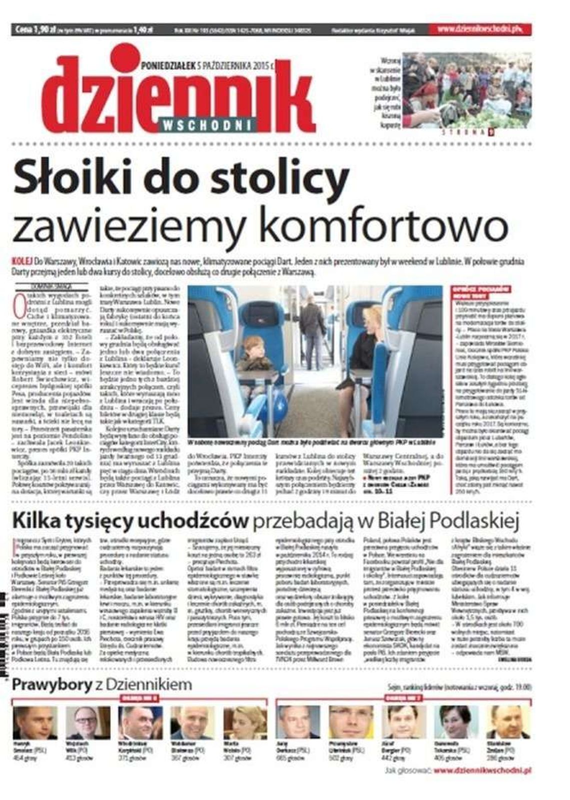 Pierwsza strona Dziennika Wschodniego z 5 października 2015 roku