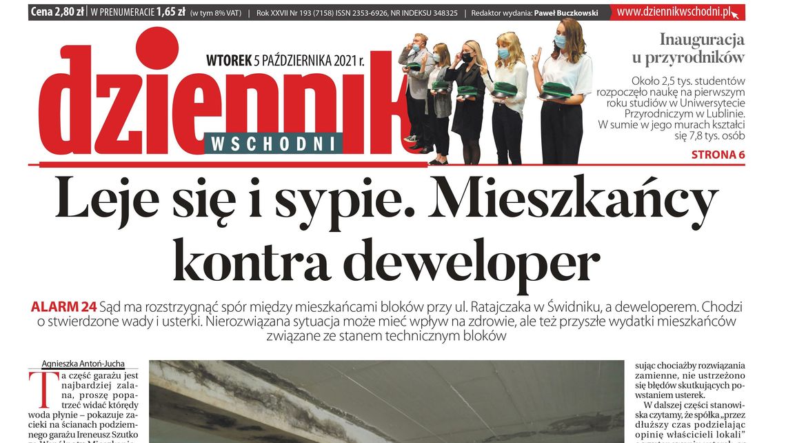Pierwsza strona Dziennika Wschodniego z 5 października 2021 r.