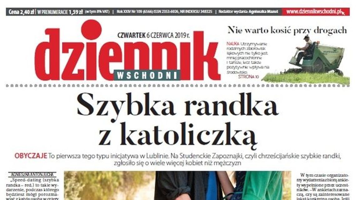 Pierwsza strona Dziennika Wschodniego z 6.06.2019