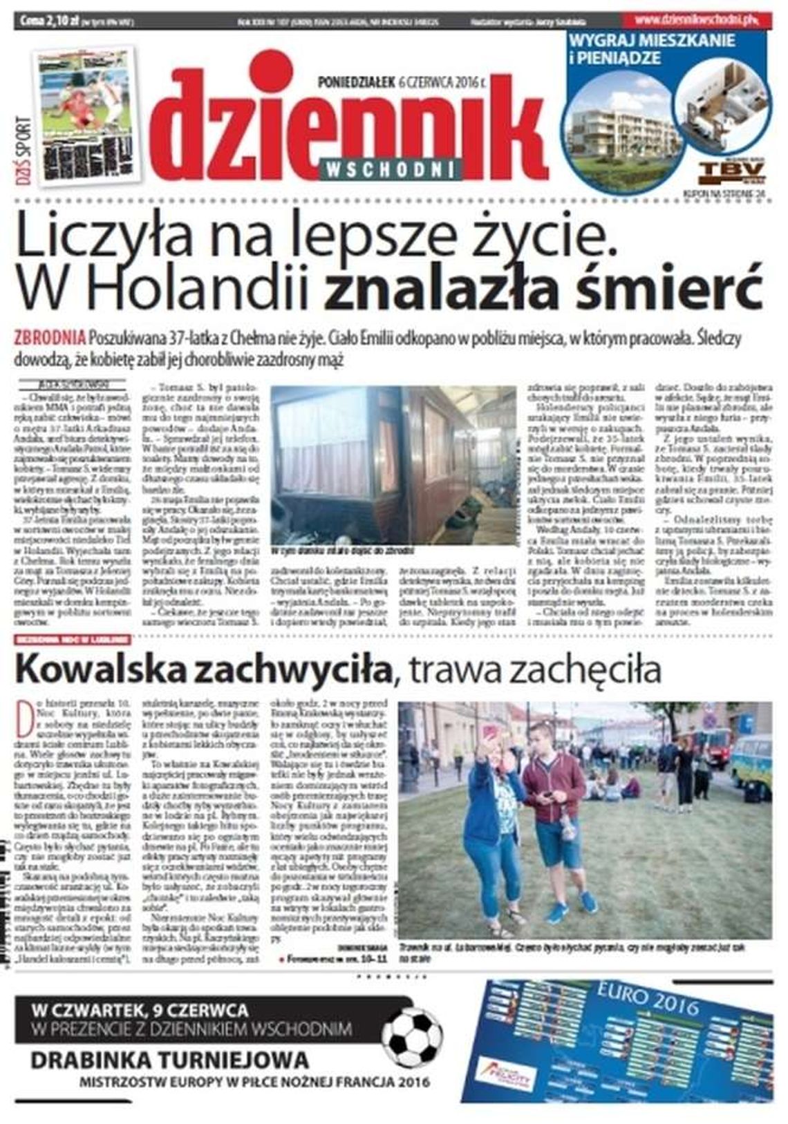 Pierwsza strona Dziennika Wschodniego z 6 czerwca 2016 roku