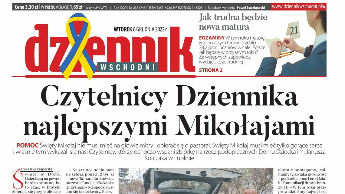  Pierwsza strona Dziennika Wschodniego z 6 grudnia 2022 r. 