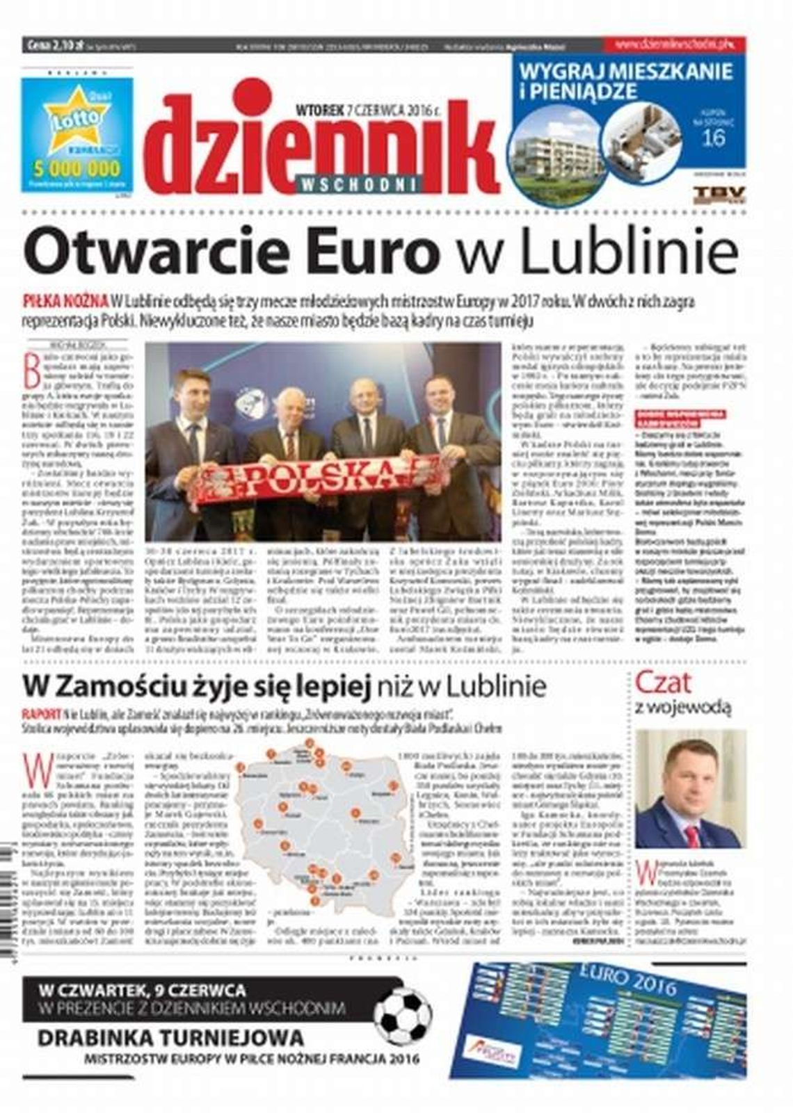 Pierwsza strona Dziennika Wschodniego z 7 czerwca 2016 r.