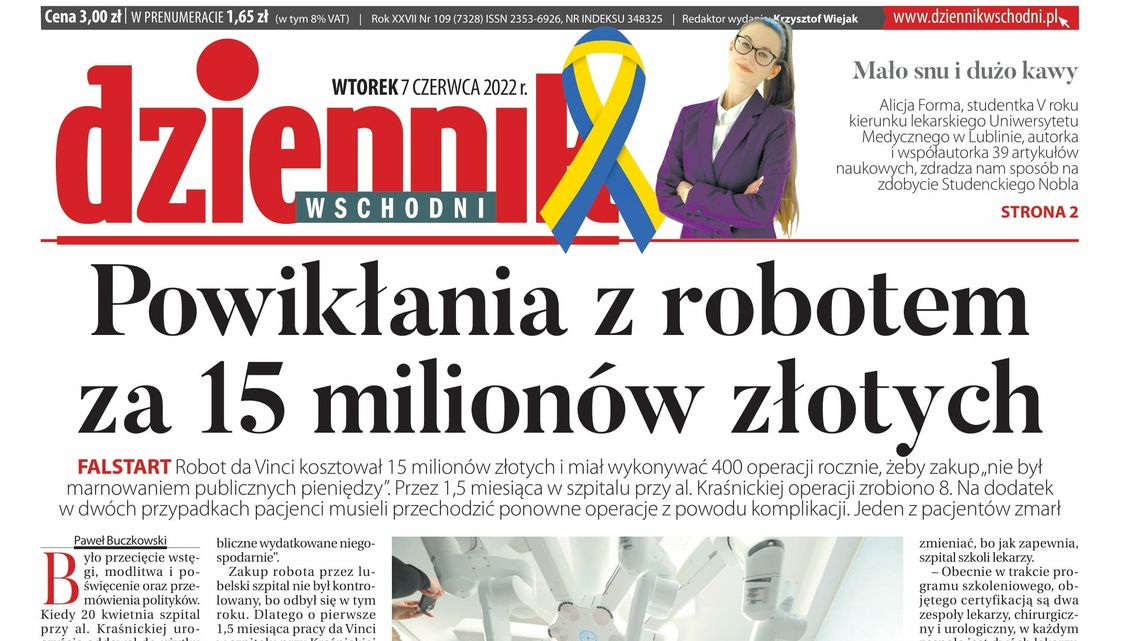  Pierwsza strona Dziennika Wschodniego z 7 czerwca 2022 r. 