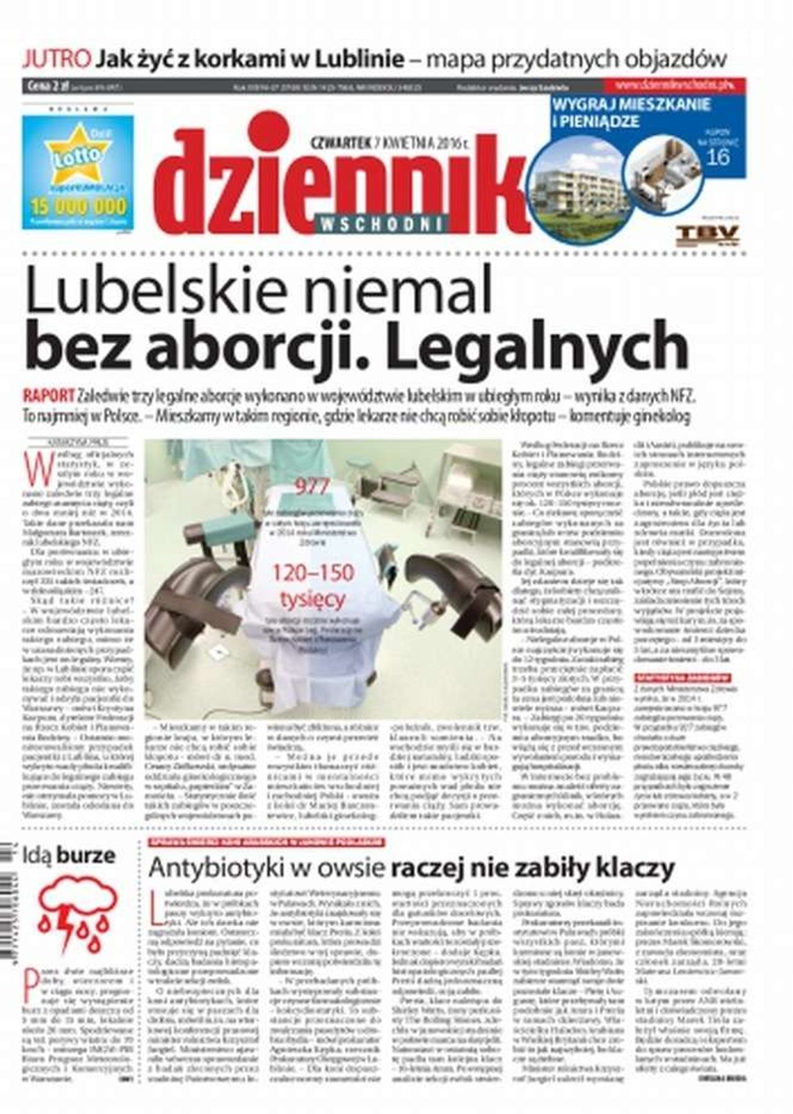 Pierwsza strona Dziennika Wschodniego z 7 kwietnia 2016