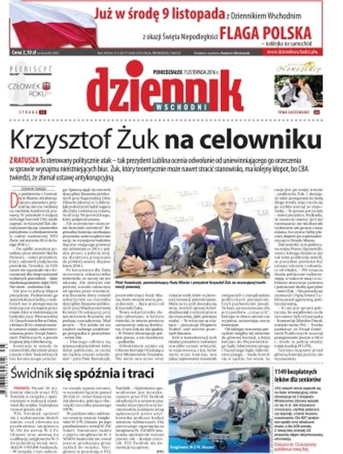 Pierwsza strona Dziennika Wschodniego z 7 listopada