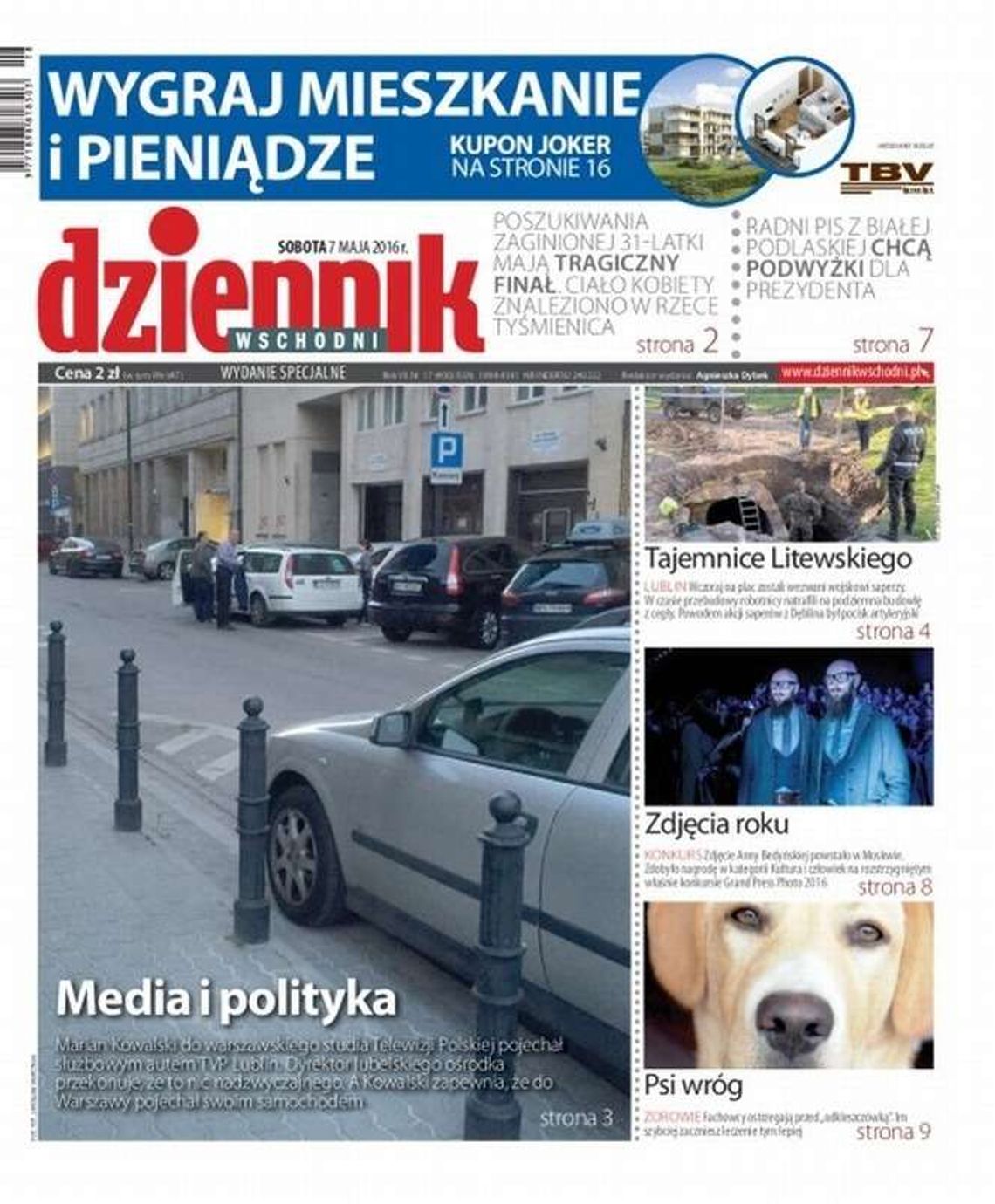 Pierwsza strona Dziennika Wschodniego z 7 maja 2016