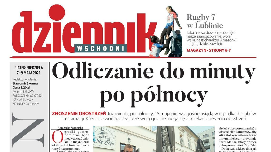 Pierwsza strona Dziennika Wschodniego z 7 maja 2021 
