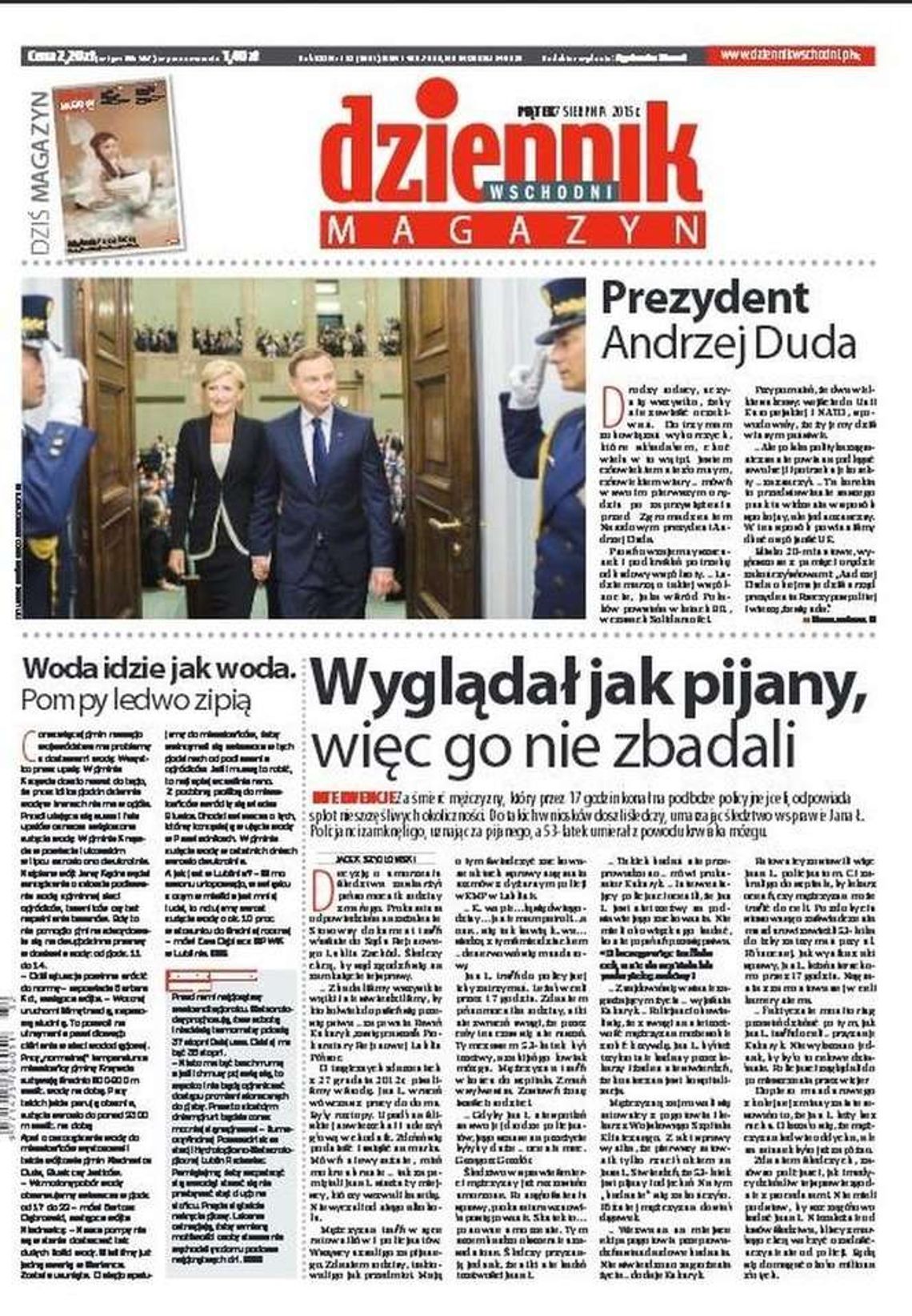 Pierwsza strona Dziennika Wschodniego z 7 sierpnia