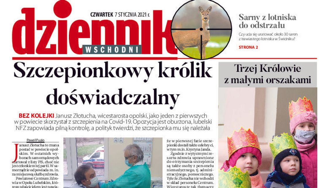 Pierwsza strona Dziennika Wschodniego z 7 stycznia 2021 r. 
