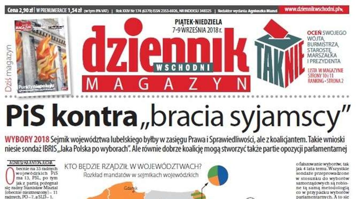 Pierwsza strona Dziennika Wschodniego z 7 września 2018 roku