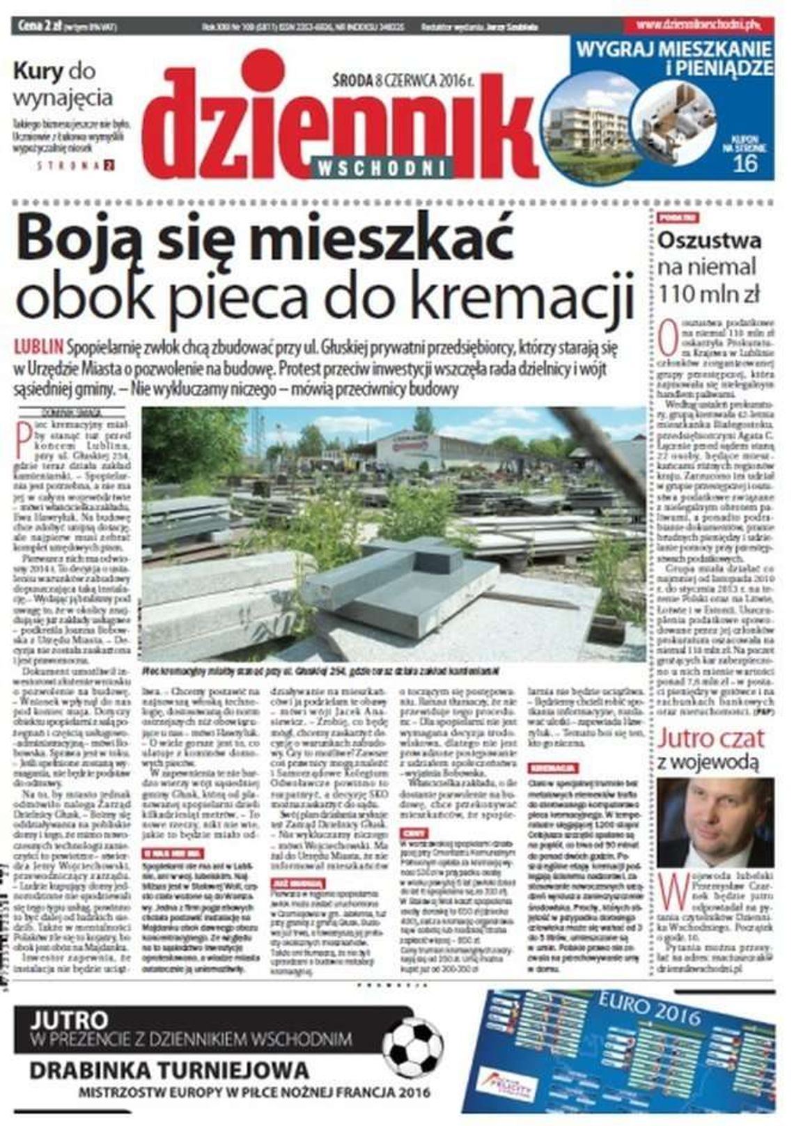 Pierwsza strona Dziennika Wschodniego z 8 czerwca 2016 roku