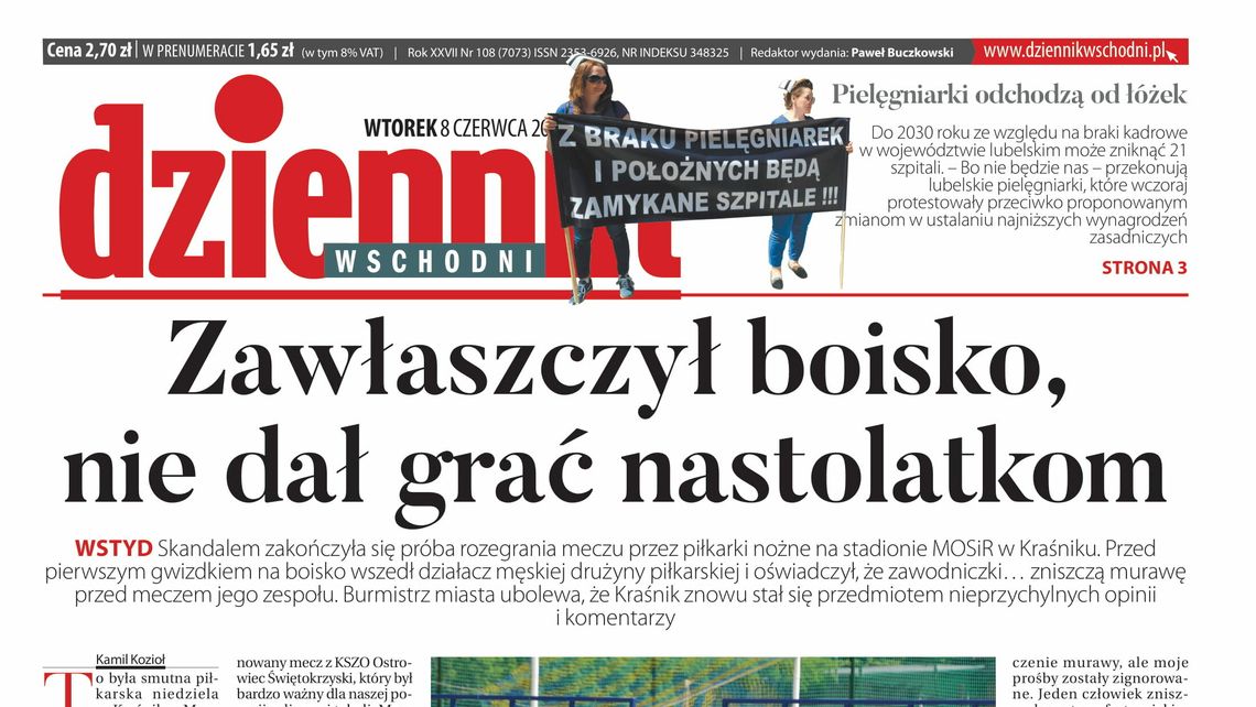 Pierwsza strona Dziennika Wschodniego z 8 czerwca 2021 r. 