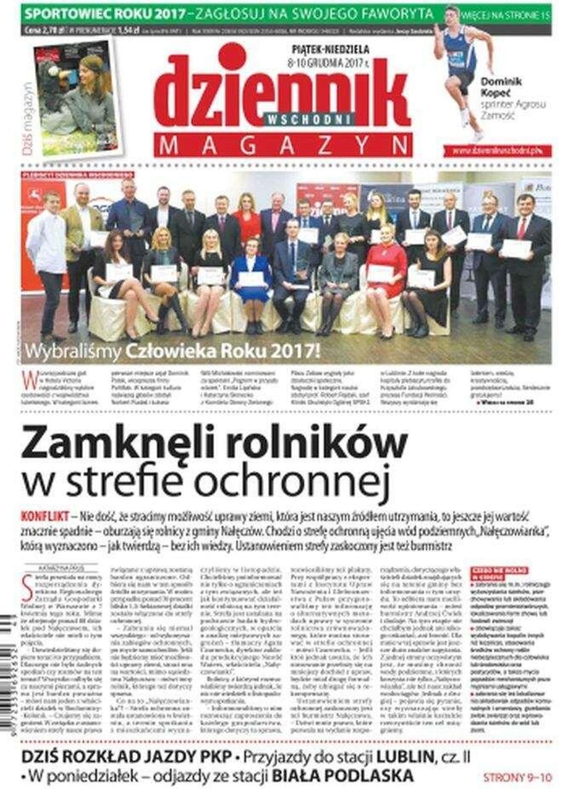 Pierwsza strona Dziennika Wschodniego z 8 grudnia 2017