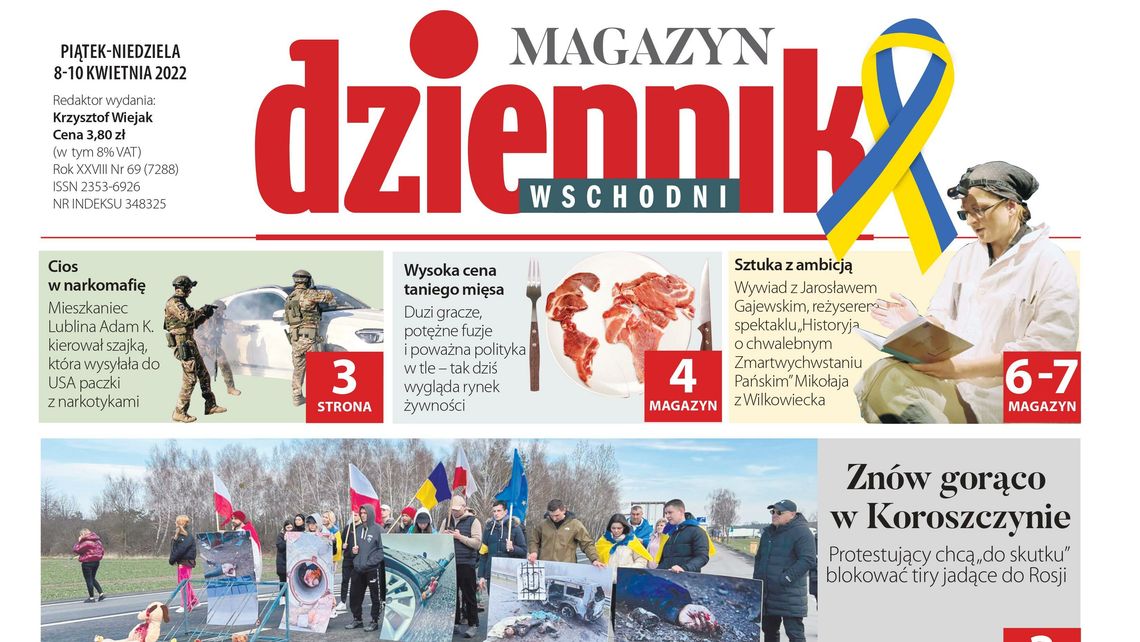  Pierwsza strona Dziennika Wschodniego z 8 kwietnia 2022 roku 