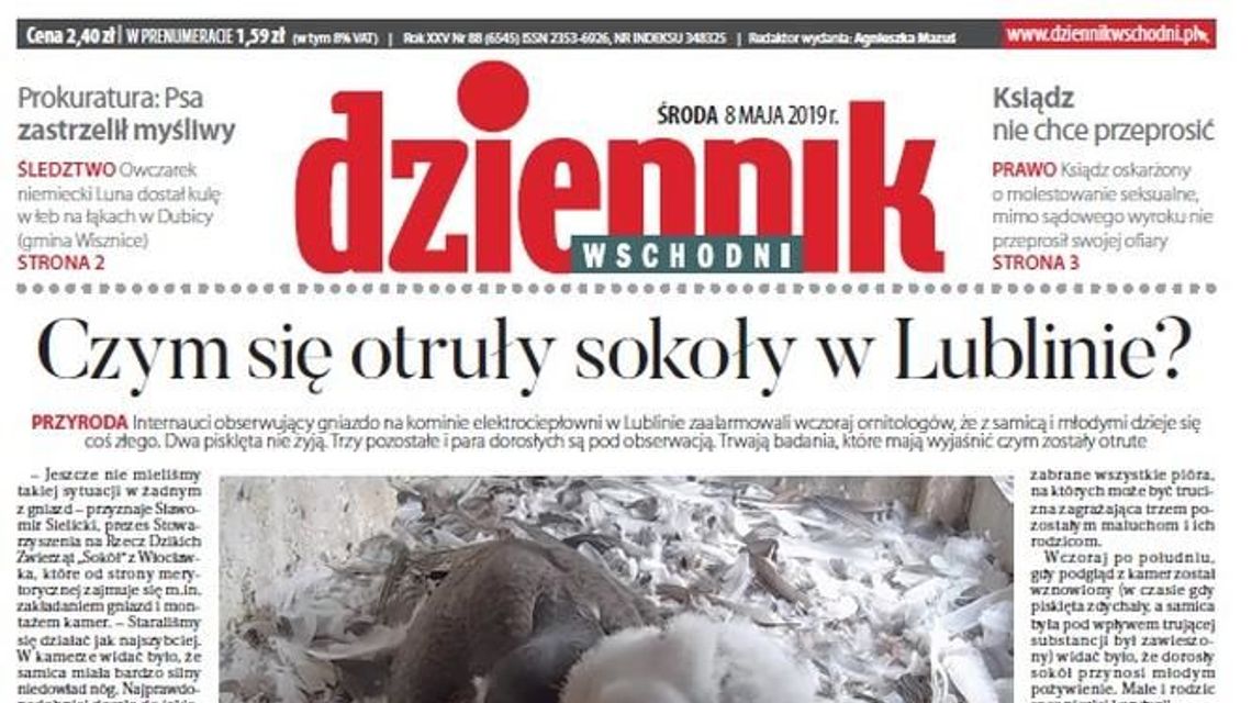 Pierwsza strona Dziennika Wschodniego z 8 maja 2019 roku