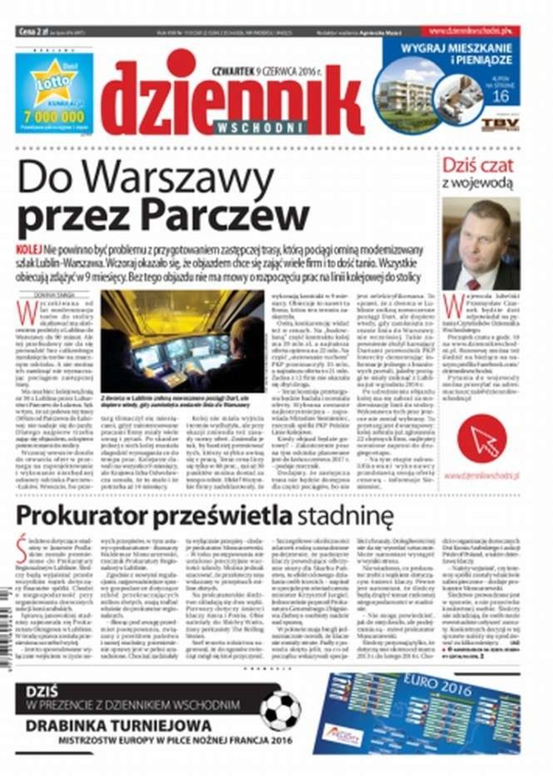 Pierwsza strona Dziennika Wschodniego z 9 czerwca 2016 r.