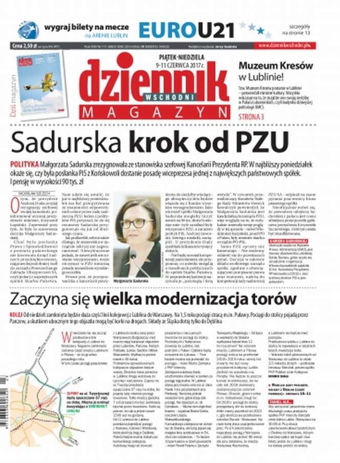 Pierwsza strona Dziennika Wschodniego z 9 czerwca 2017 r.