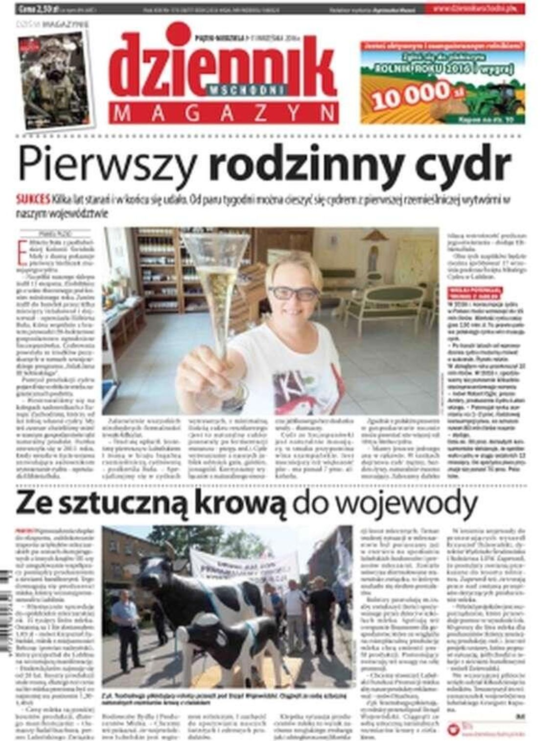 Pierwsza strona Dziennika Wschodniego z 9 września 2016