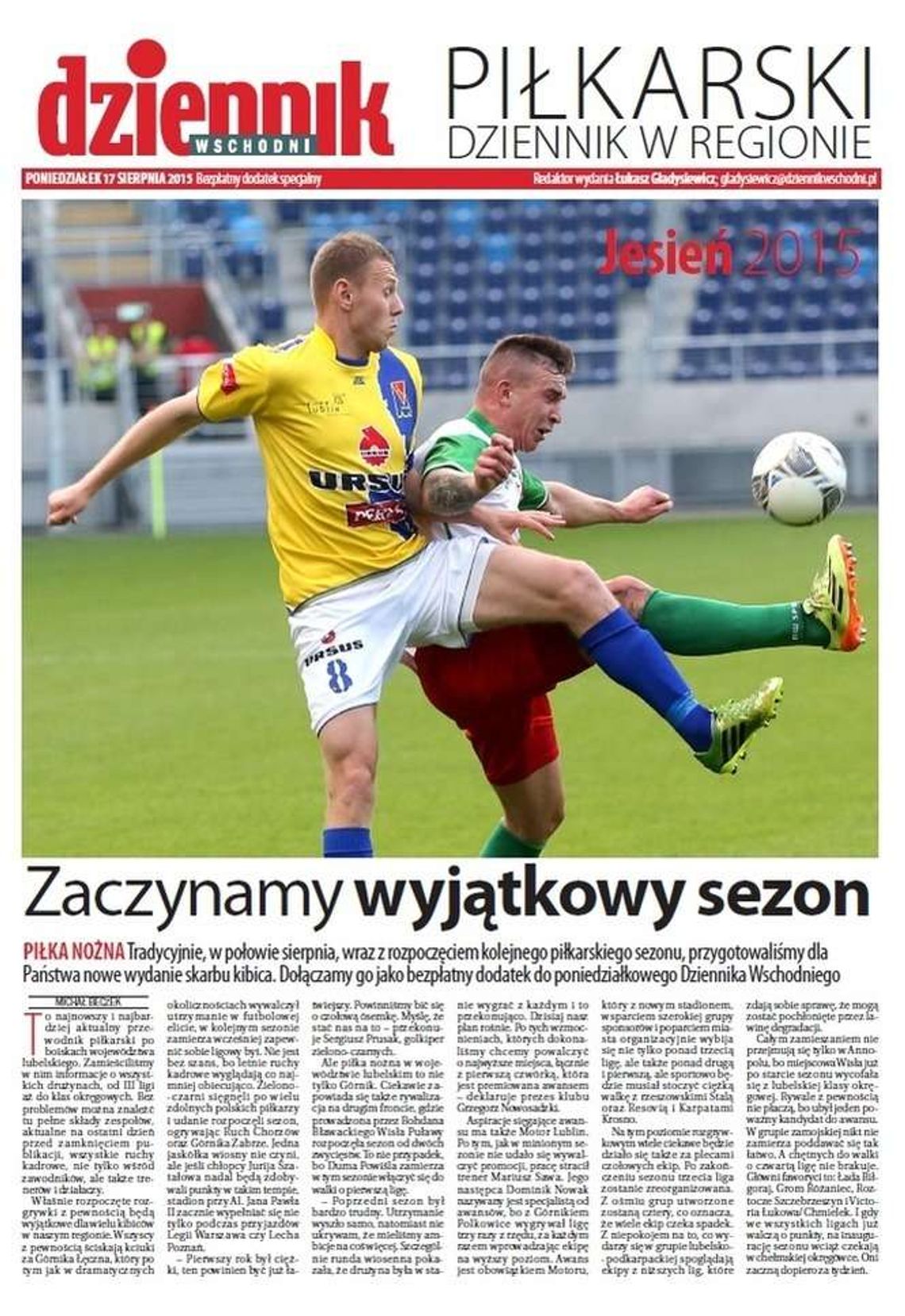 "Piłkarski Dziennik w Regionie" dzisiaj w Dzienniku Wschodnim