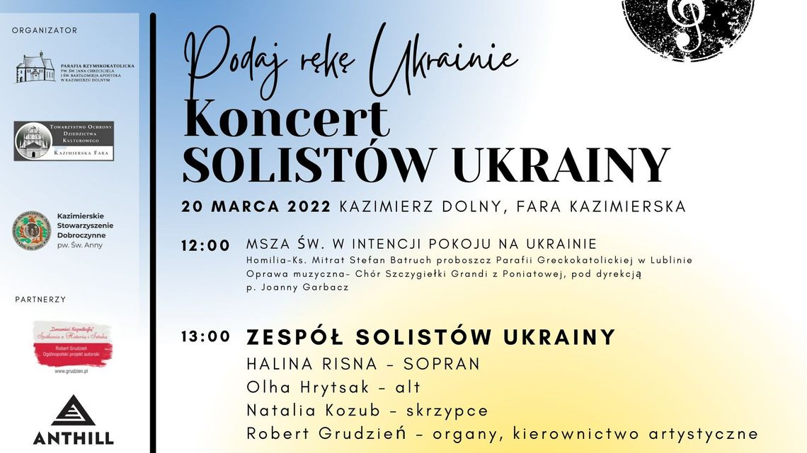 "Podaj rękę Ukrainie". Koncert charytatywny w Kazimierzu Dolnym