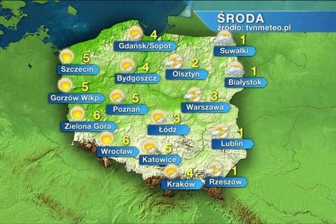 Pogoda: Dzisiaj 1 stopień. Potem będzie coraz cieplej Pogoda: Dzisiaj 1 stopień. Potem będzie coraz cieplej