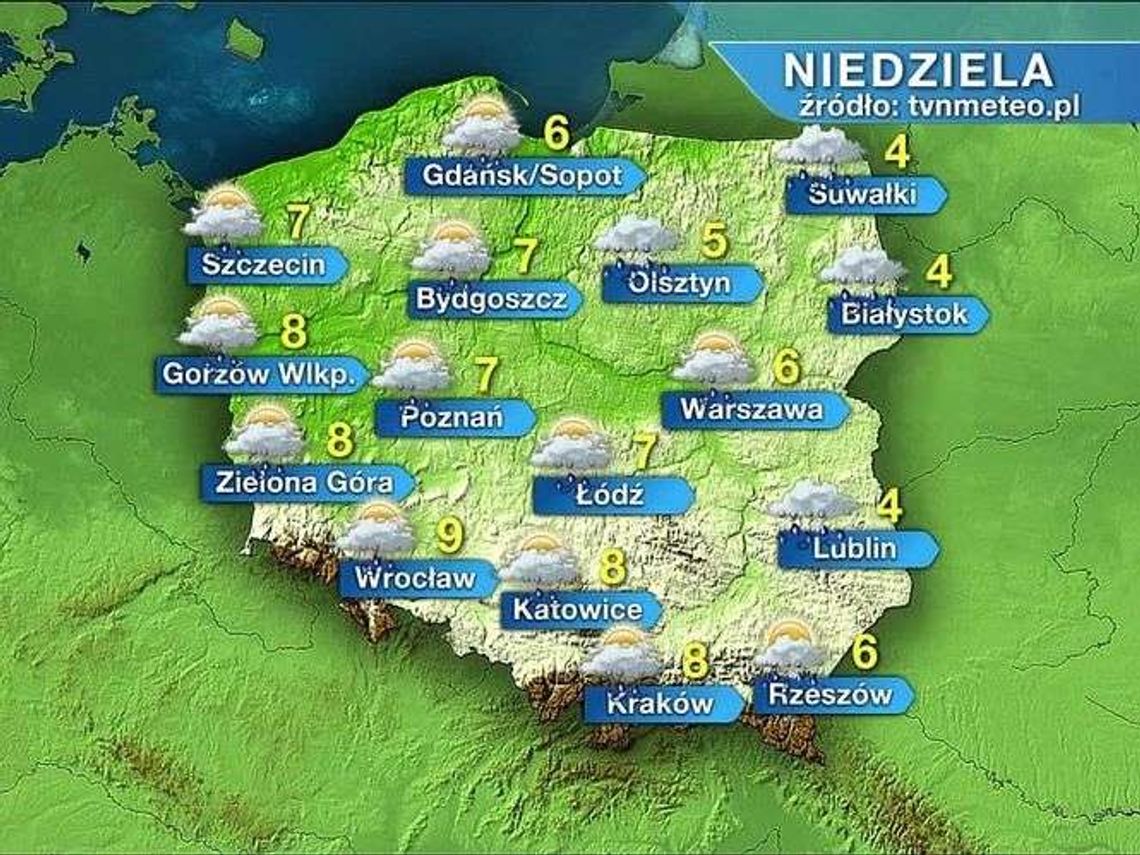 Pogoda na niedzielę: Może padać deszcz ze śniegiem Pogoda na niedzielę: Może padać deszcz ze śniegiem
