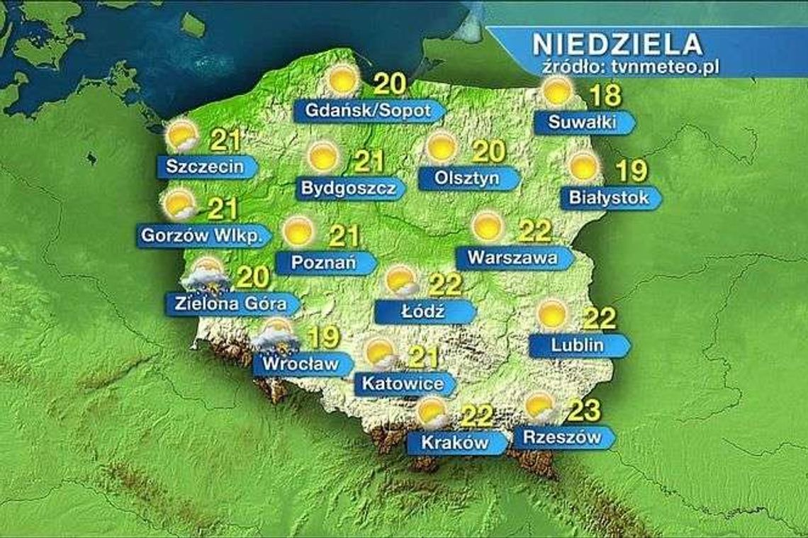 Pogoda na niedzielę. Słonecznie i ciepło