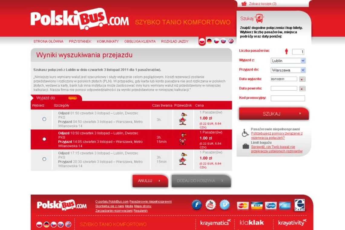 PolskiBus.com: Lublin - Warszawa za 1 zł PolskiBus.com: Lublin - Warszawa za 1 zł