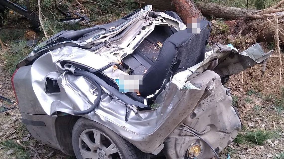 Potworny wypadek koło Łukowa. Skoda rozpadła się na dwie części Potworny wypadek koło Łukowa. Skoda rozpadła się na dwie części