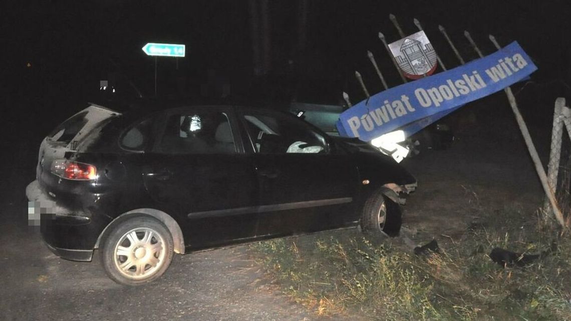 "Powiat Opolski wita" i wszystkich zaprasza. Rozpędzony i pijany kierowca sam się wprosił