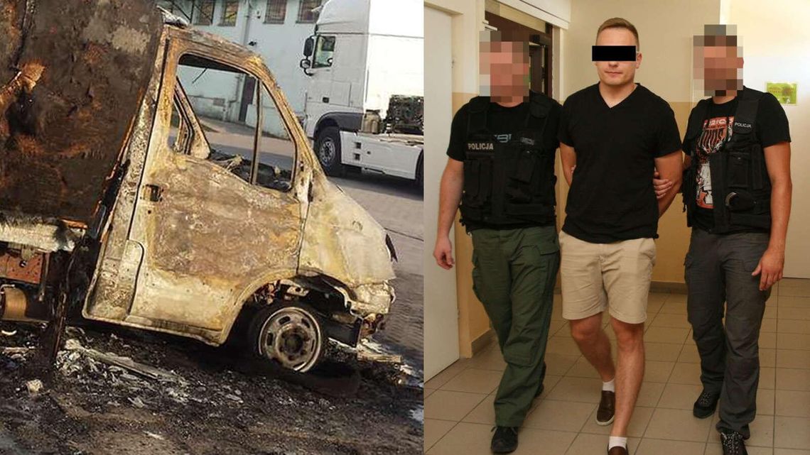 Pożar 8 aut w firmie kurierskiej w Lublinie. Zatrzymany 27-latek z Krasnegostawu [wideo, zdjęcia]