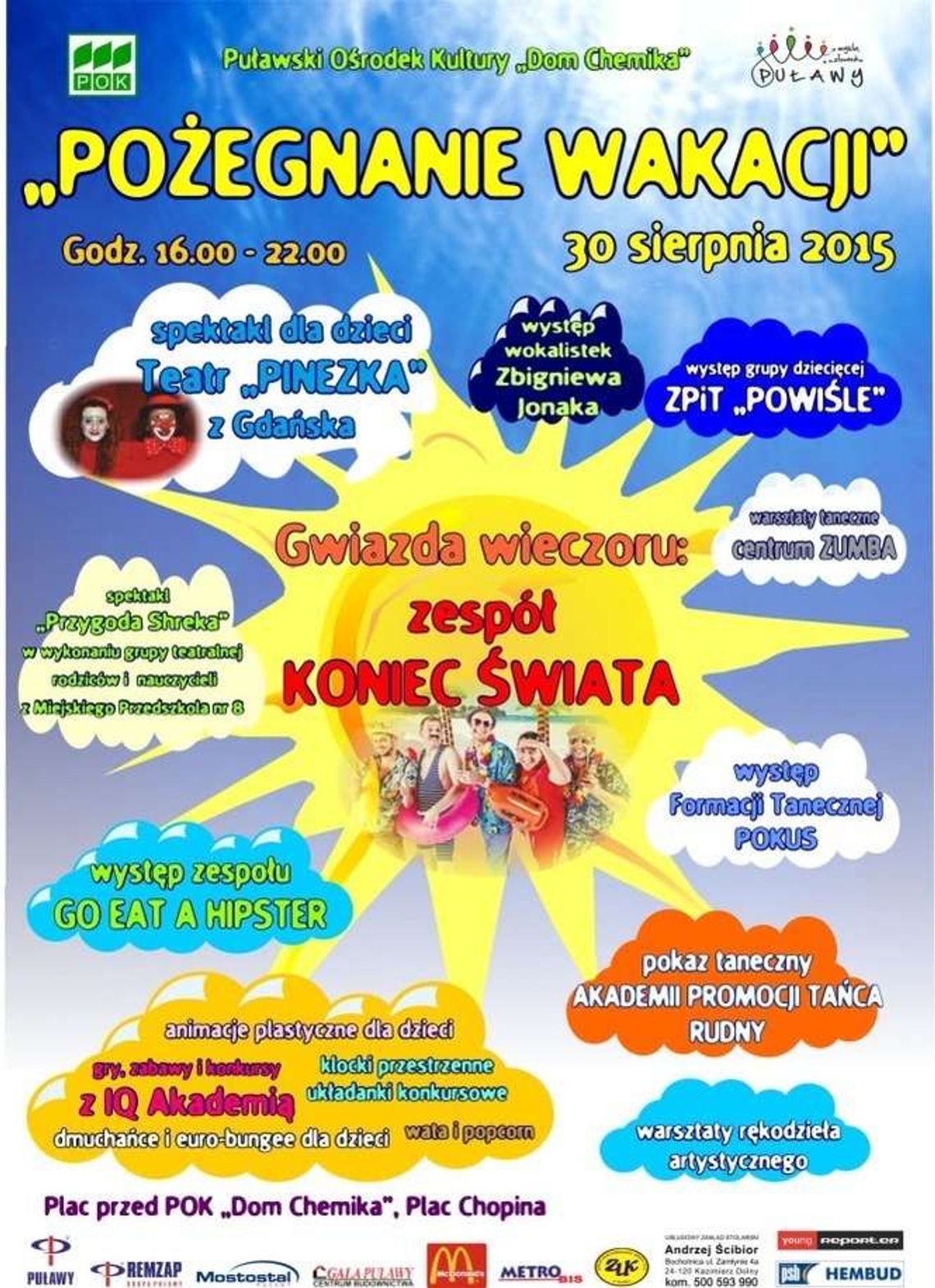 Pożegnanie wakacji w Puławach. Zagra nie tylko Koniec Świata