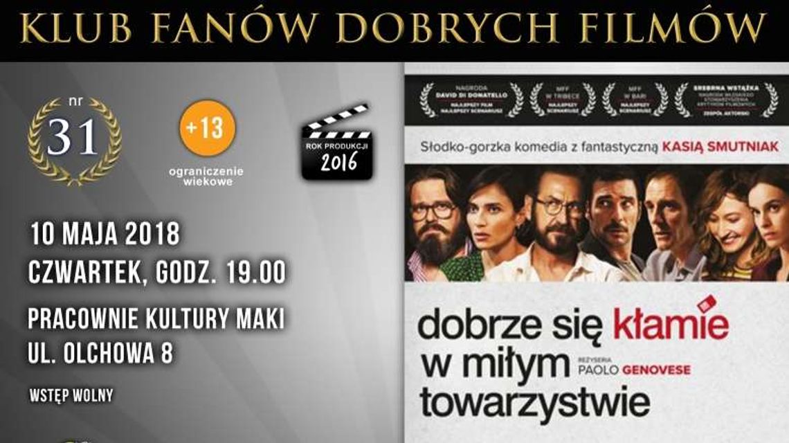 Projekcja filmu "Dobrze się kłamie w miłym towarzystwie" Projekcja filmu "Dobrze się kłamie w miłym towarzystwie"