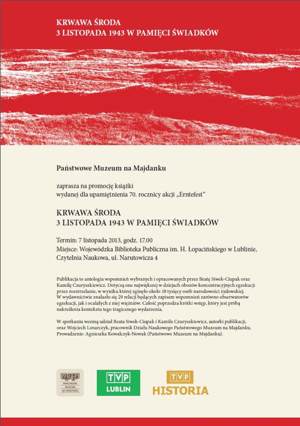 Promocja książki „Krwawa środa. 3 listopada 1943 w pamięci świadków”