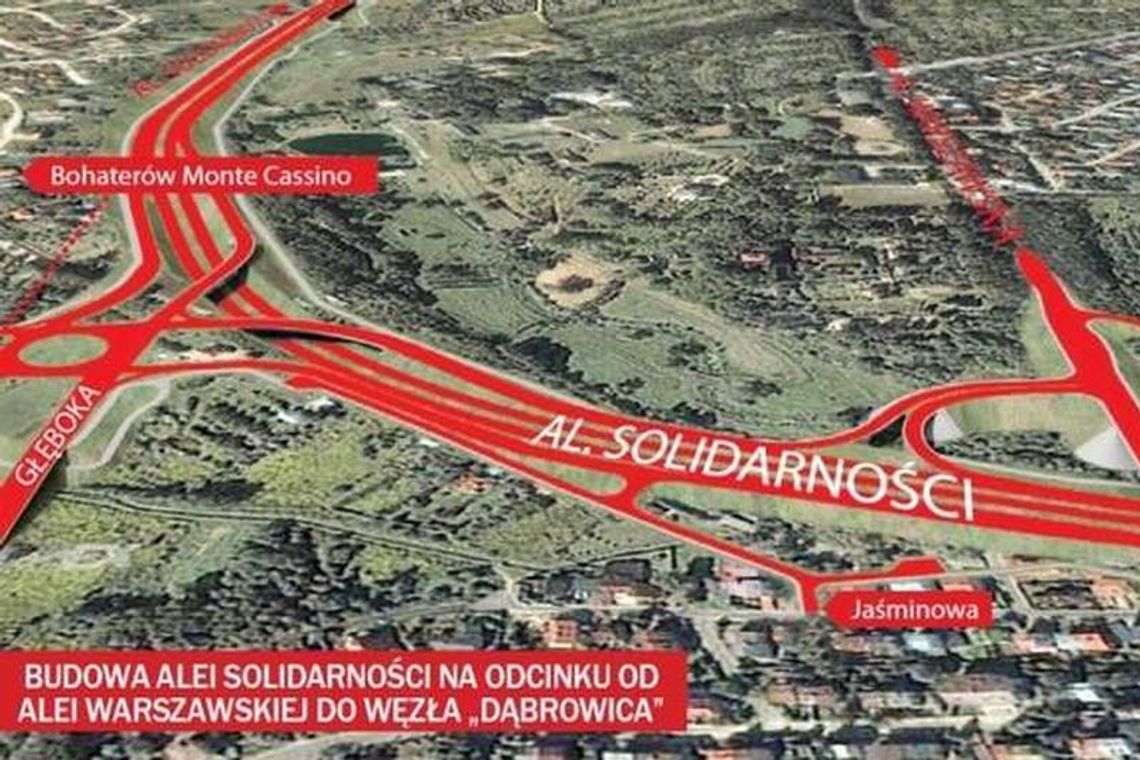 Protest przeciw budowie przedłużenia al. Solidarności