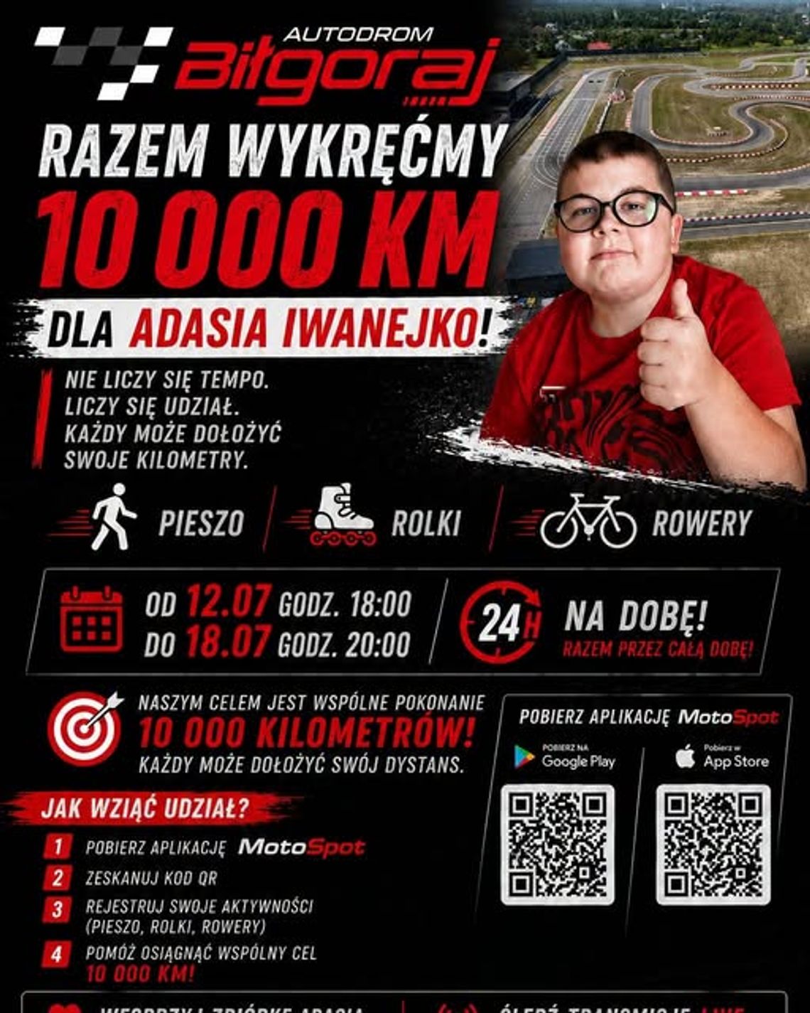 Przez sześć dni będą zbierać 10 tys. kilometrów dla Adasia. Charytatywne bieganie na Autodromie Biłgoraj Przez sześć dni będą zbierać 10 tys. kilometrów dla Adasia. Charytatywne bieganie na Autodromie Biłgoraj