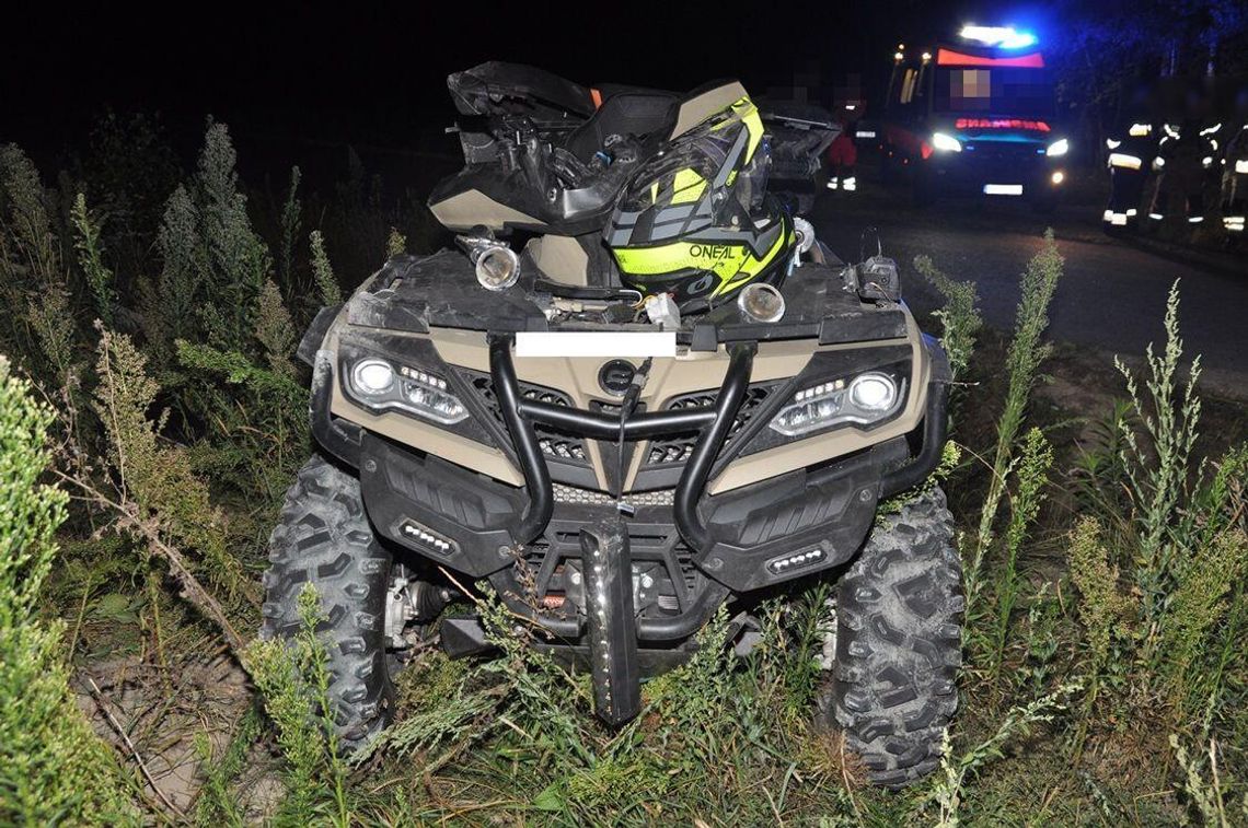 Quad wpadł w poślizg i zjechał do rowu. 52-latka trafiła do szpitala śmigłowcem LPR Quad wpadł w poślizg i zjechał do rowu. 52-latka trafiła do szpitala śmigłowcem LPR