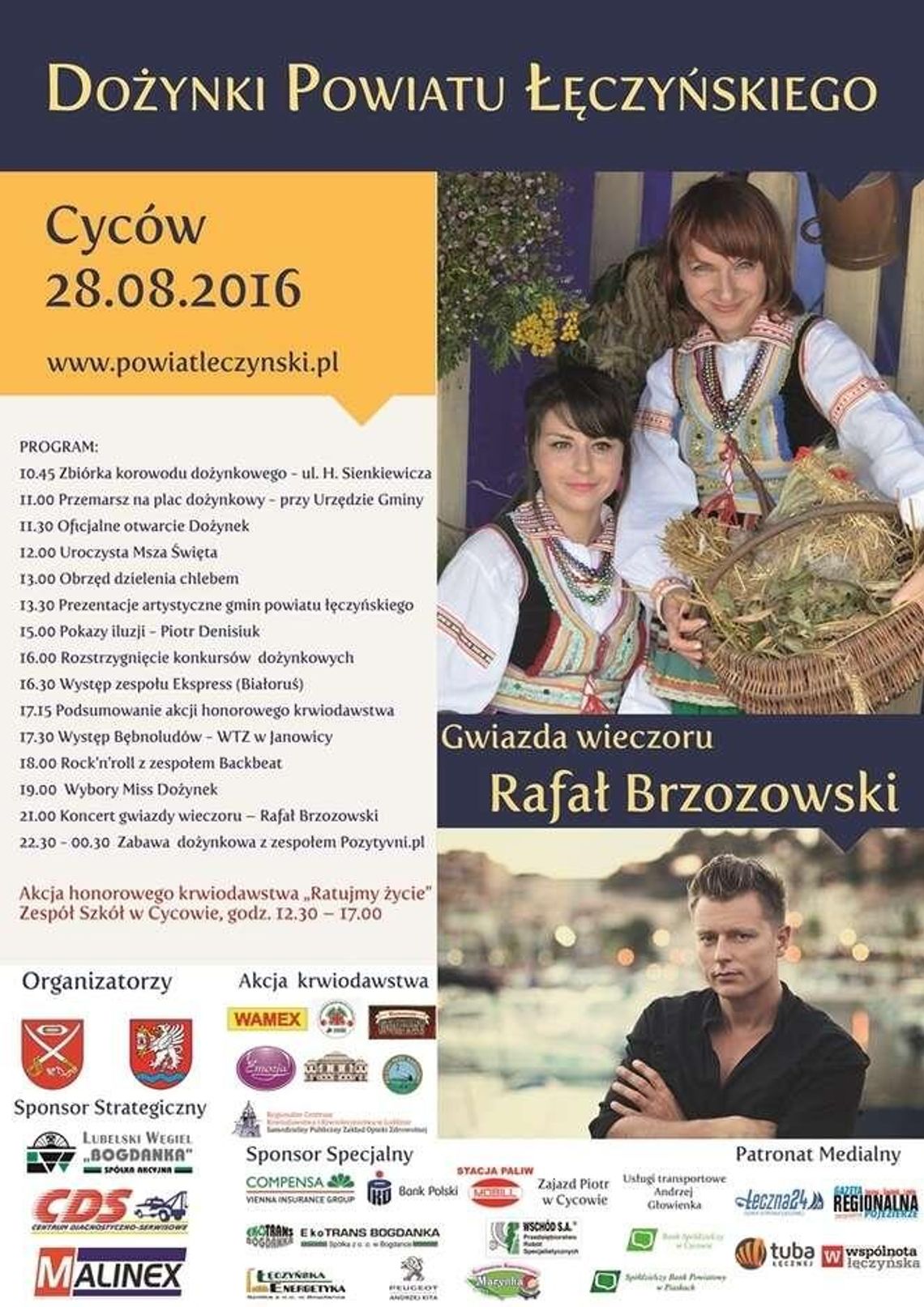 Rafał Brzozowski gwiazdą dożynek powiatowych w Cycowie Rafał Brzozowski gwiazdą dożynek powiatowych w Cycowie