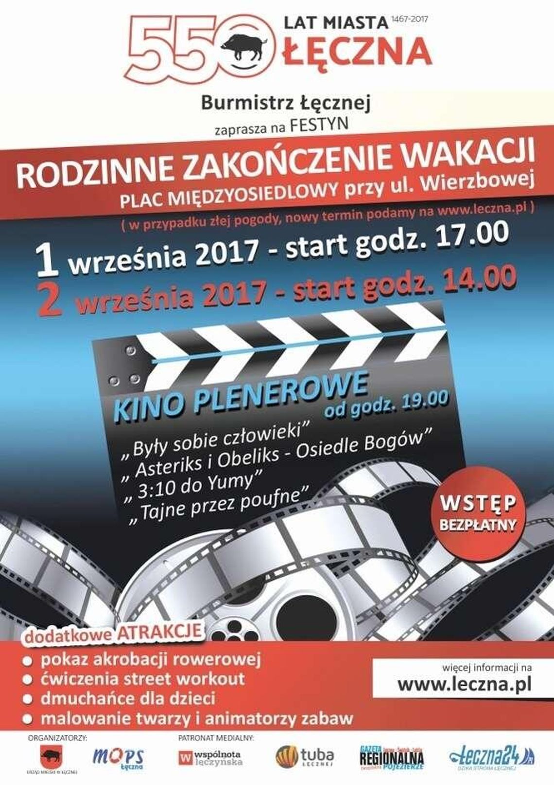 "Rodzinne zakończenie wakacji" w Łęcznej. Program wydarzeń "Rodzinne zakończenie wakacji" w Łęcznej. Program wydarzeń