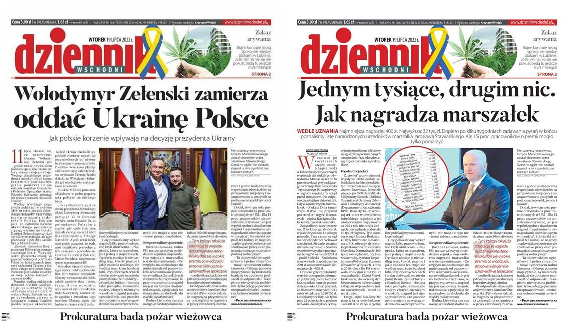Rosyjska propaganda fałszuje pierwszą stronę Dziennika Wschodniego. A jaka jest prawda? Rosyjska propaganda fałszuje pierwszą stronę Dziennika Wschodniego. A jaka jest prawda?
