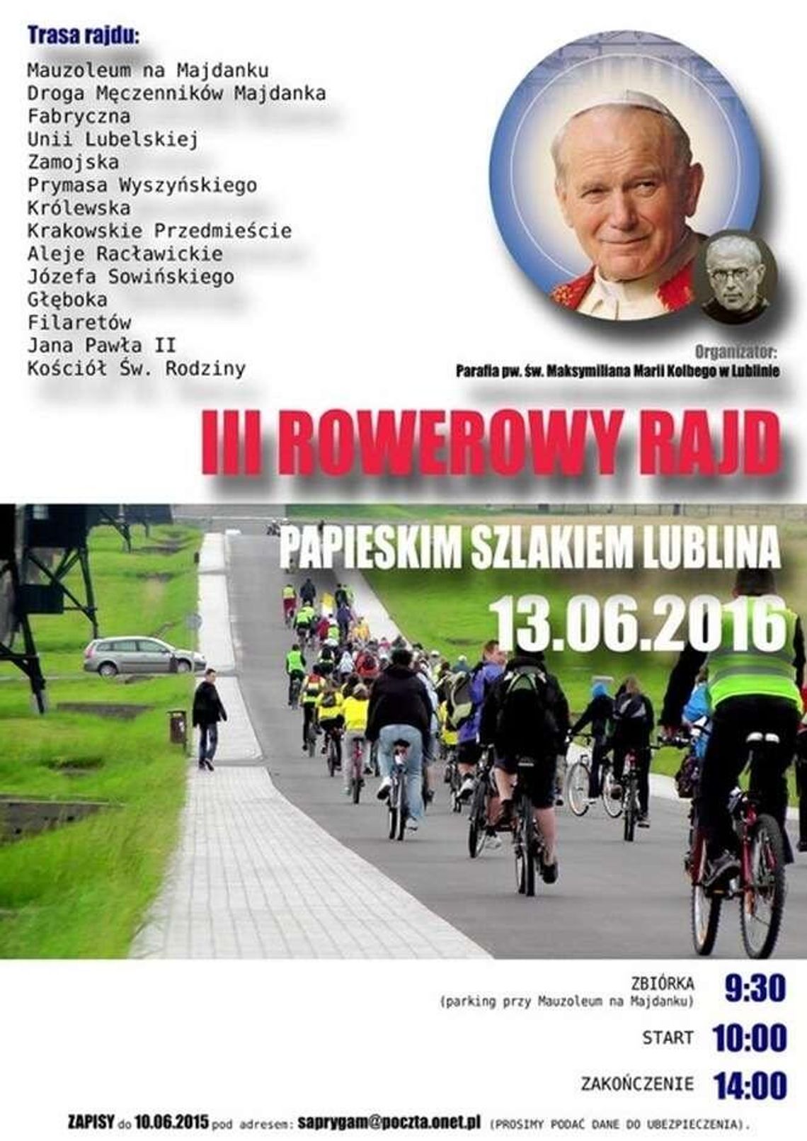 Rowerowo z JPII. W sobotę rajd papieski Rowerowo z JPII. W sobotę rajd papieski