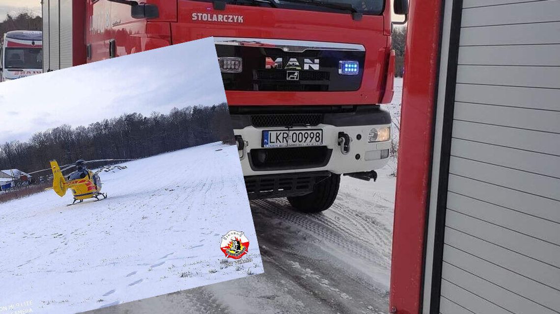 Rowerzystę do szpitala musiał zabrać śmigłowiec
