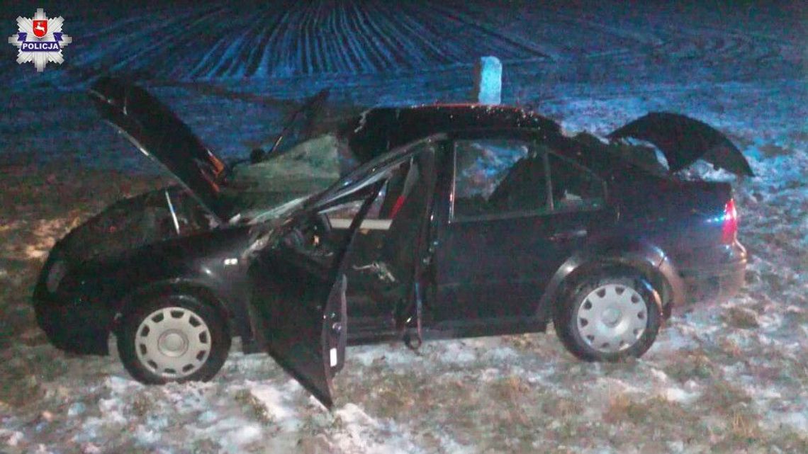 Samochód zderzył się z łosiem. Dwie osoby w szpitalu, zwierzę nie przeżyło