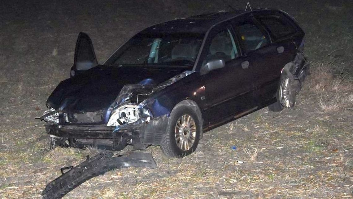 Sarna wybiegła na drogę, samochód dachował w rowie