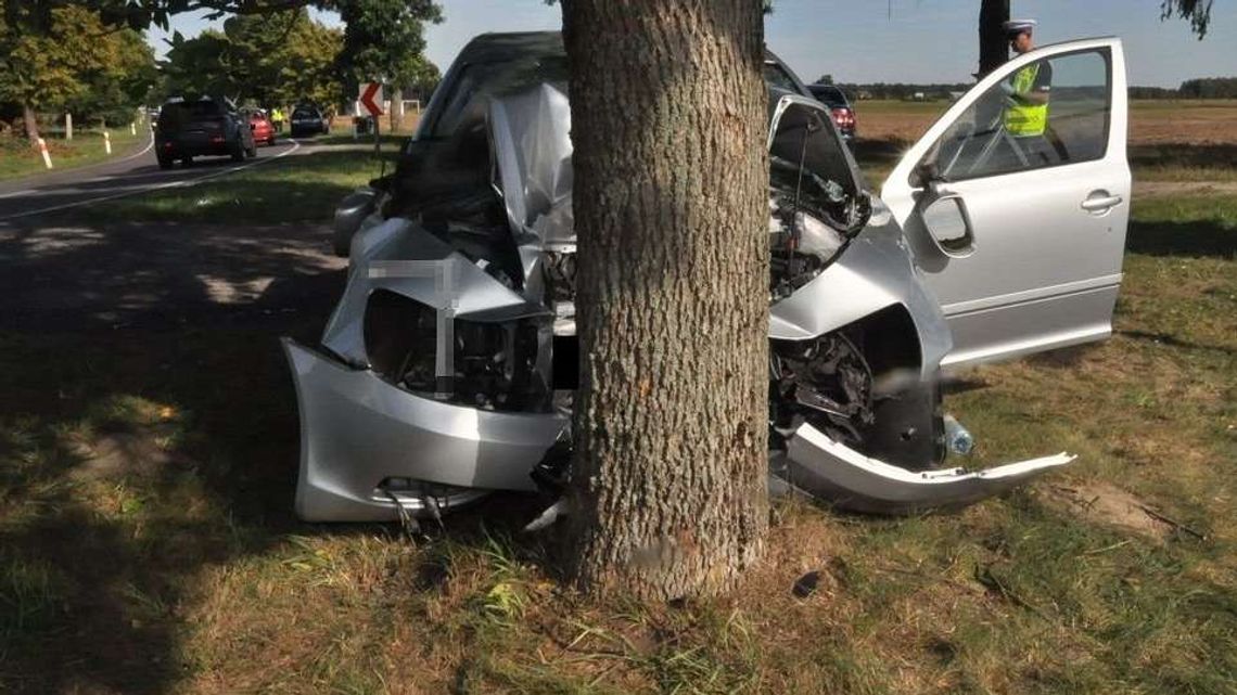 Śmiertelny wypadek. Skoda uderzyła w drzewo, nie żyje 30-letni pasażer Śmiertelny wypadek. Skoda uderzyła w drzewo, nie żyje 30-letni pasażer