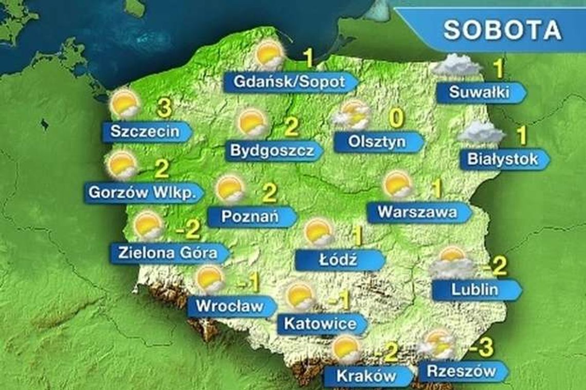 Sobota słoneczna, ale na wschodzie poprószy śnieg